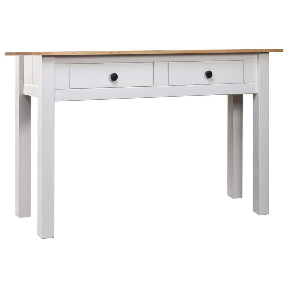 Vidaxl Konzolový stôl,biely 110x40x72cm, borovicový masív Panama Range